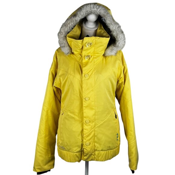 OAKLEY Gretchen Bleiler Signature Series Yellow Snow Ski Coat Size XS - Picture 1 of 10